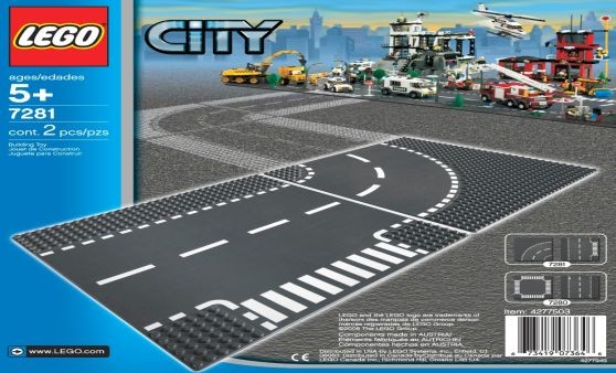 LEGO City Town T-Junction and Curve Plate 7281 Building Kit