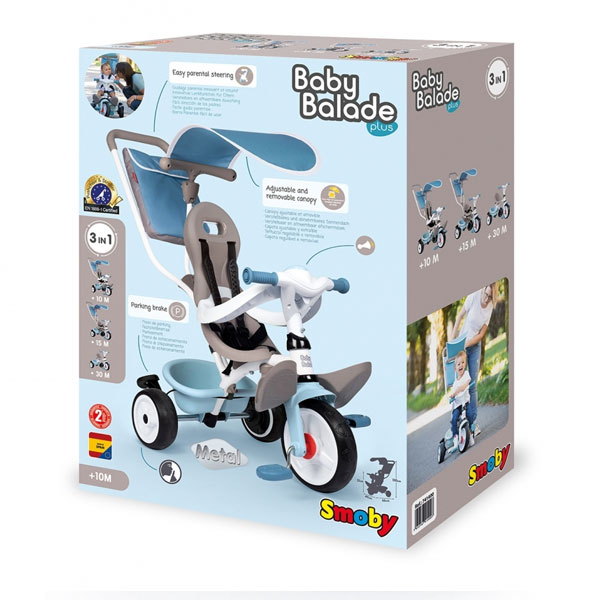 SMOBY BABY BALADE PLUS TRICYCLE BLUE 741400 – King of Toys Online & Retail  Toy Shop