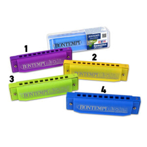 Bontempi Plastic Harmonica 10 Notes Assorted Colors In Box (Metal Reed)  30 1010