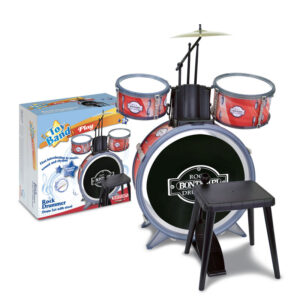 Bontempi Drum Set 4 Pcs With Stool - Black Bass Drum 51 4506